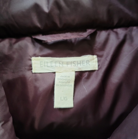 Eileen Fisher Maroon Cassis Recycled Nylon Funnel Neck Vest Size Large - Picture 7 of 14